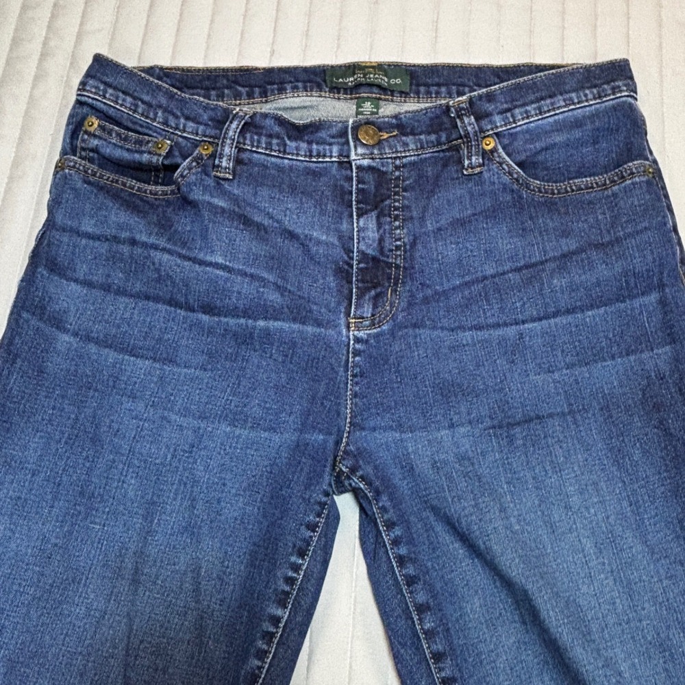 Lauren Ralph Lauren Jeans Womens 10 Dark Wash Raw Hem Bootcut Stretch Denim - Picture 6 of 11